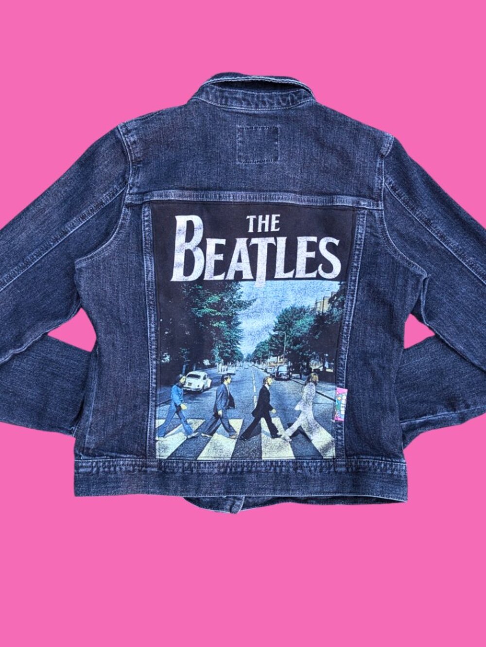 The Beatles, Abbey Road Upcycled T-Shirt Denim Jacket Size M for Women